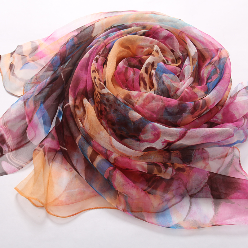 ASTORY韩版超大印花女款丝巾百搭蚕丝真丝围巾披肩纱巾沙滩巾纱巾