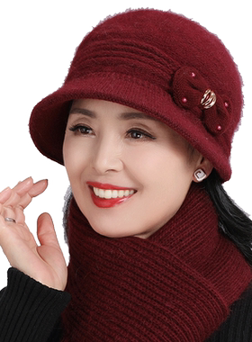 老人帽子女冬季保暖针织毛线帽