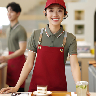 餐饮店员工作服短袖夏季t恤定制logo快餐奶茶饭店餐厅服务员服装