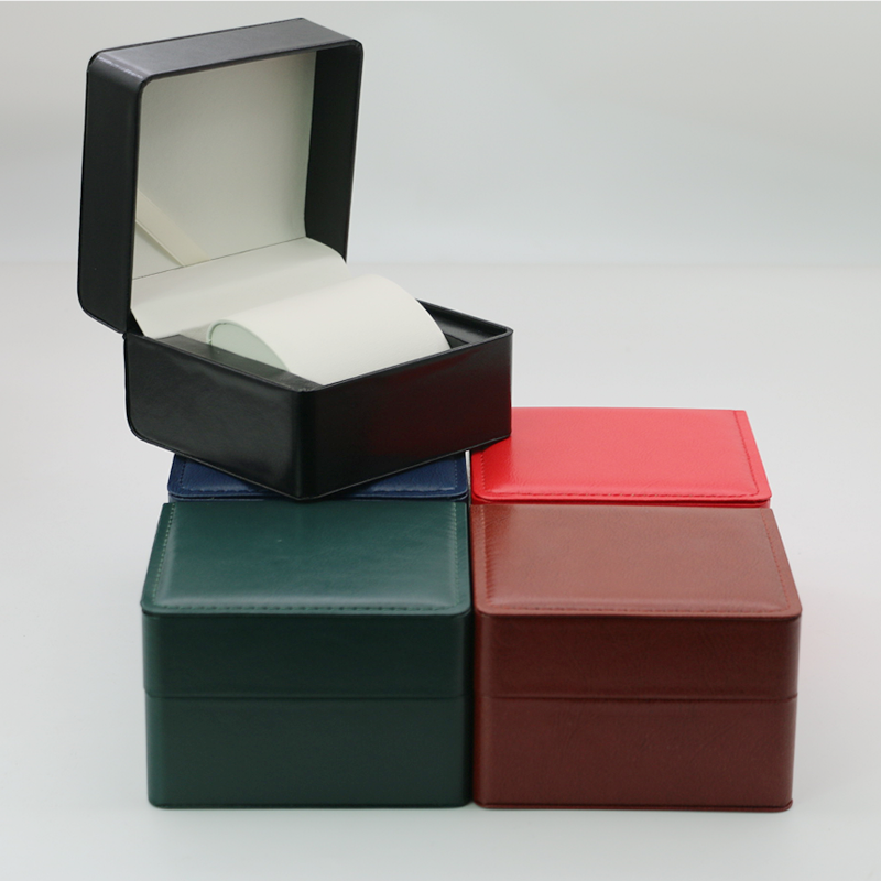 时尚翻盖圆角手表盒扯线PU皮手表盒子单个腕表收纳盒展示包装表盒