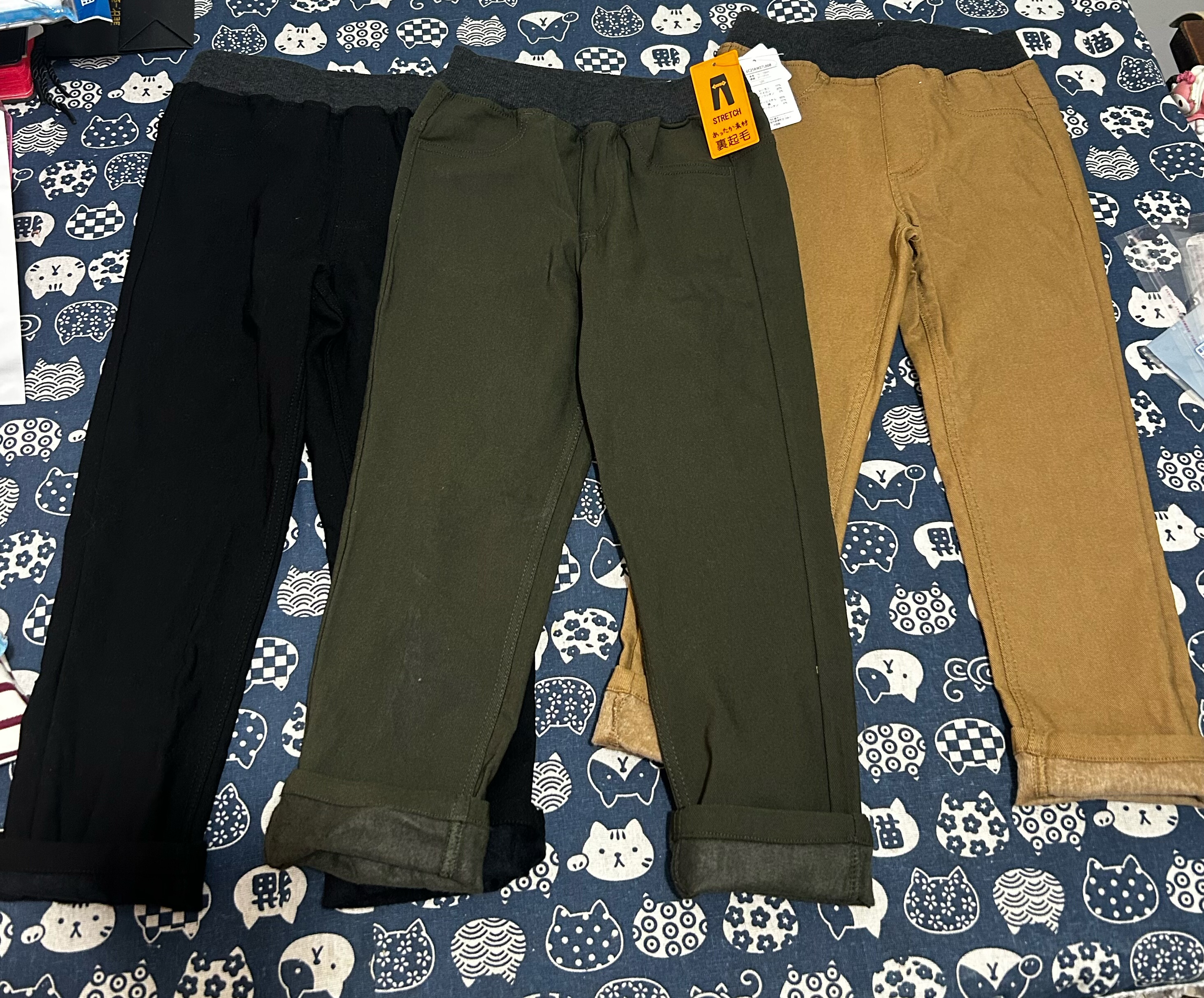 日D*西松W儿童裤子弹力裤加绒薄绒男童女童秋冬裤子长裤