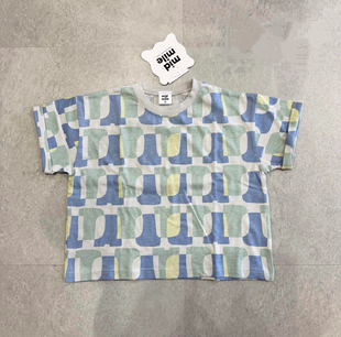 男童女童上衣 日单 mid 儿童纯棉短袖 几何图形T恤夏季