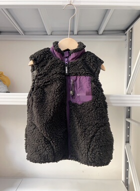 日D*儿童yi *B黑色拉链羊羔绒马甲新款110120130
