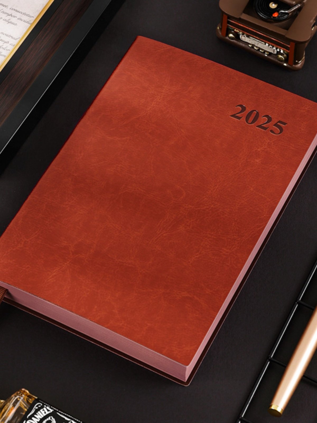 QINDELI 2025 일정 A5|A4 효율성 매뉴얼 달력 계획이 포함된 대형 연간 달력 소프트 커버 메모장