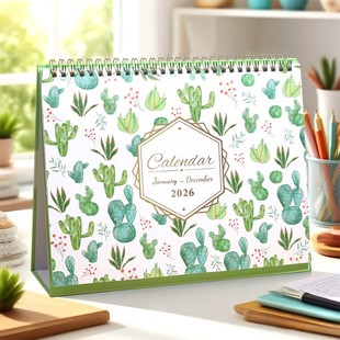 英文2025年 2026年18个月台历日历365天办公室桌面打卡记事月历