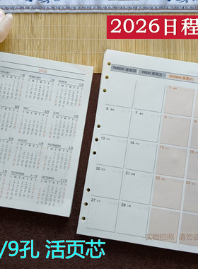 2026年日程本活页纸记事活页芯6孔/9孔笔记本内页替换芯活页本芯