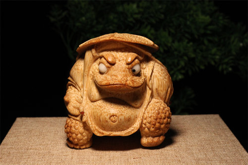 竹根雕金蟾手把件摆件特色手工艺品