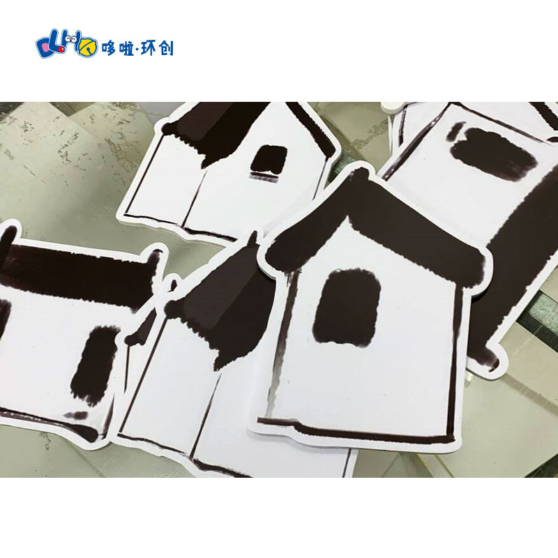 新中式环创国画墙贴幼儿园江南水乡主题墙装饰布置徽派建筑背景图片