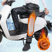 冬季 宽松加绒摩托车骑行防风保暖代驾皮棉裤 加厚护腰护膝皮裤 男式