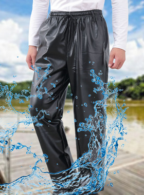 皮裤男防油防水工作裤单款中老年男式宽松劳保男款加绒加厚皮裤子