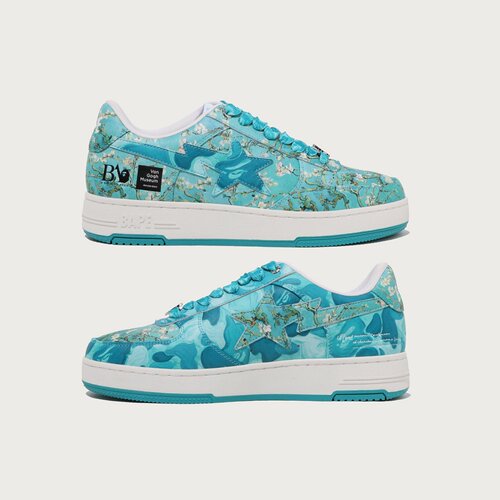 代购BAPE STA BAPE X VGM联名梵高油画迷彩向日葵板鞋透气轻盈