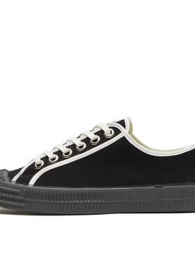 代购NOVESTA男士帆布鞋耐磨轻便透气防滑黑色棉质鞋面白色鞋带