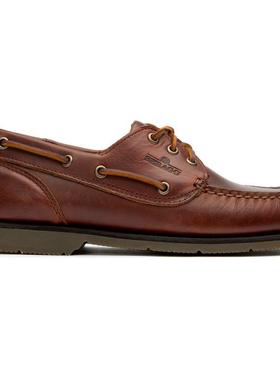 代购Sebago仕品高男士船鞋防水防滑耐磨透气棕色系带缝线工艺