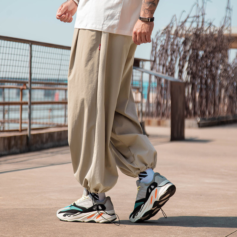 纺布者大码男裤夏季宽松薄款九分裤男装潮胖子加肥加大束脚休闲裤