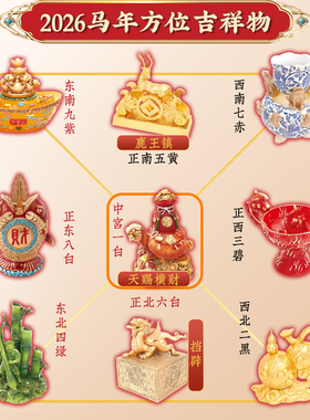 原装李居明2026马年吉祥物九宫飞星方位鹿王镇葫芦霸风火轮文昌笔