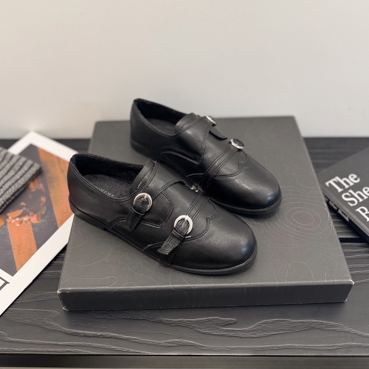 保暖~英伦风加绒深口小皮鞋