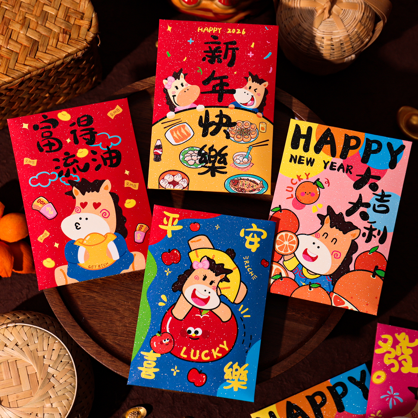新款2026新年压岁马年小号可爱通用春节2026个性利是卡通红包创意