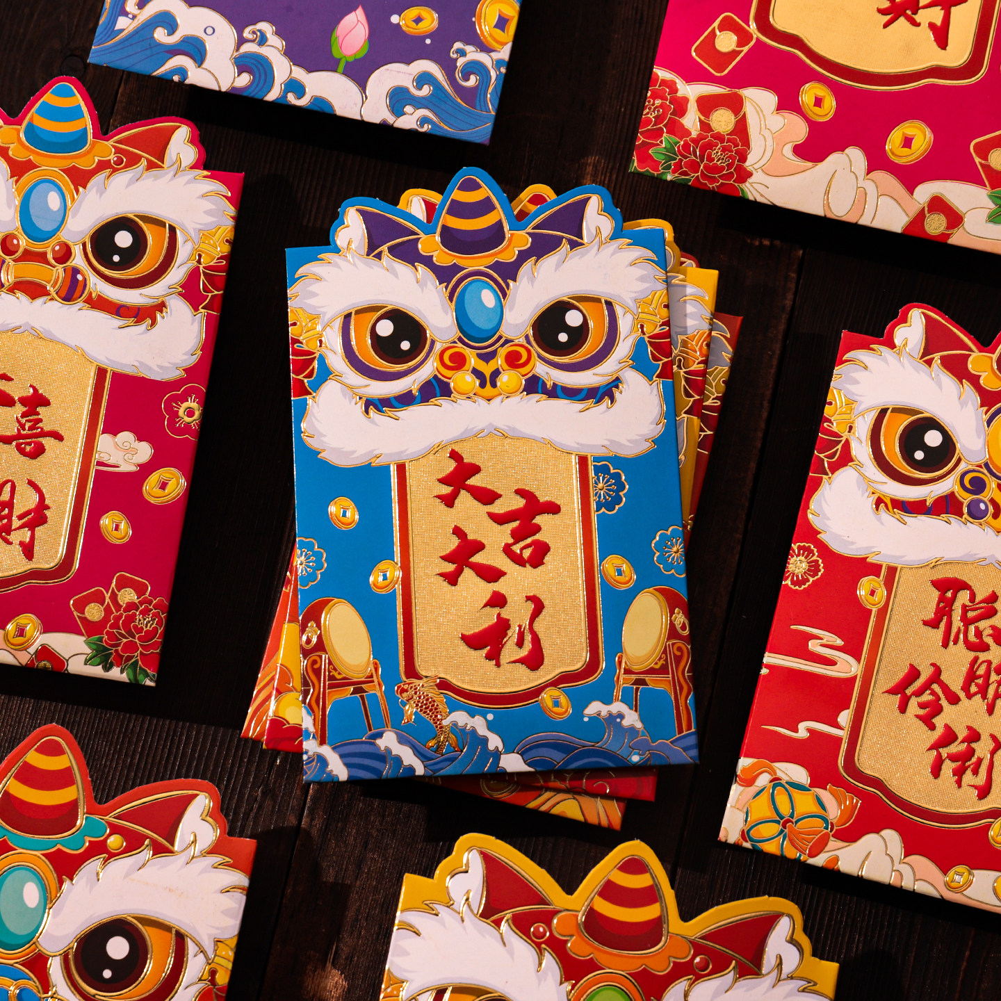 新年红包袋醒狮造型烫金利是封春节中式高级加厚过年创意压岁红包,节庆用品/礼品,红包/利是封,淘宝优惠券,粉丝福利购,淘宝优惠卷