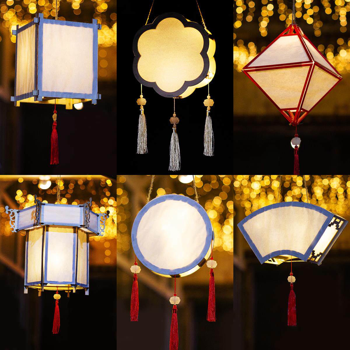 中秋节儿童手工diy灯笼 绘画涂鸦空白灯笼发光手提宫灯花灯材料包