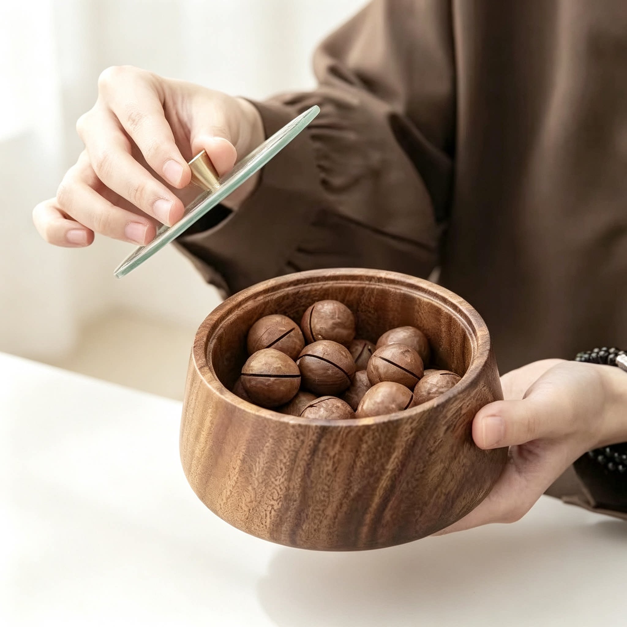 带盖零食收纳罐新中式家用桌面干果坚果罐防尘防潮客厅茶点储物盒