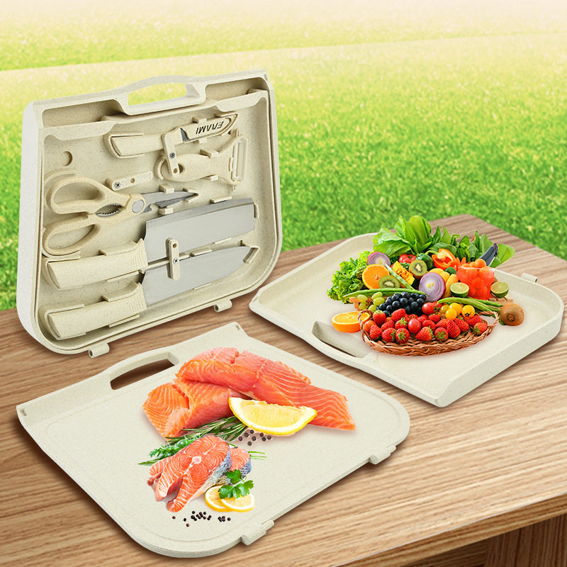 户外厨具刀具套装露营野餐便携用品切菜刀削皮器砧板野炊烹饪套装