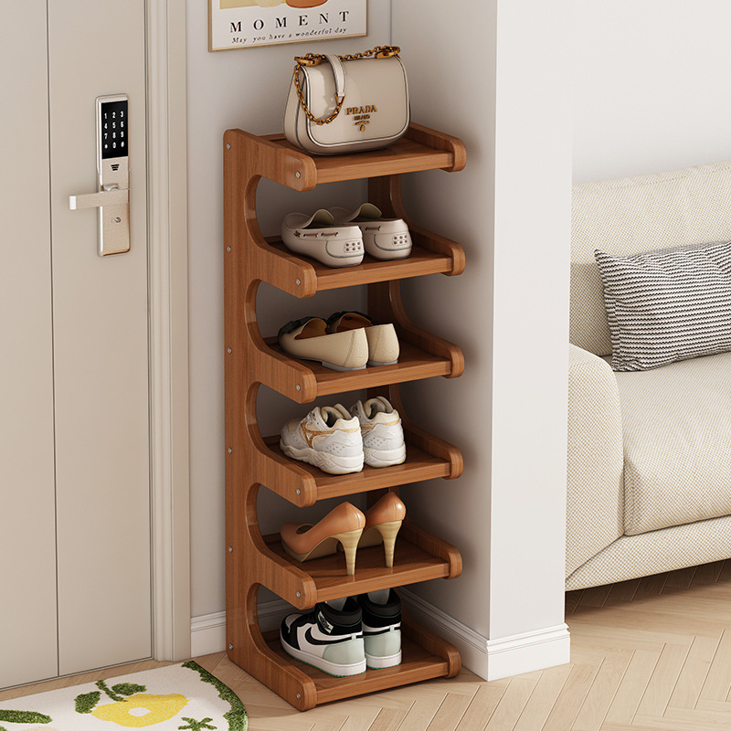 多层转角鞋柜半圆形扇形三角拐角落小鞋架子边角墙角窄小鱼骨实木