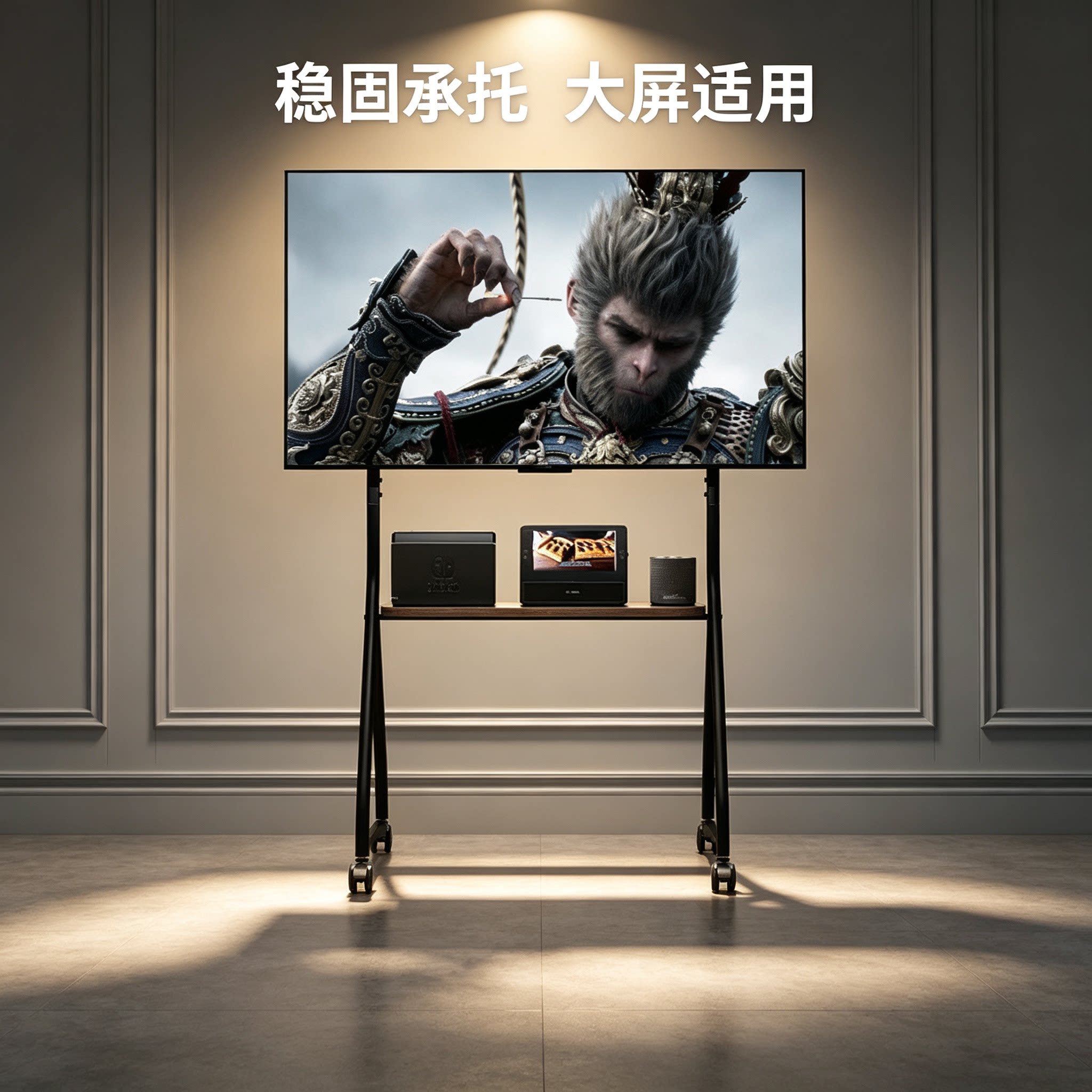 可移动落地电视支架通用带轮置物客厅游戏移动电视机挂架