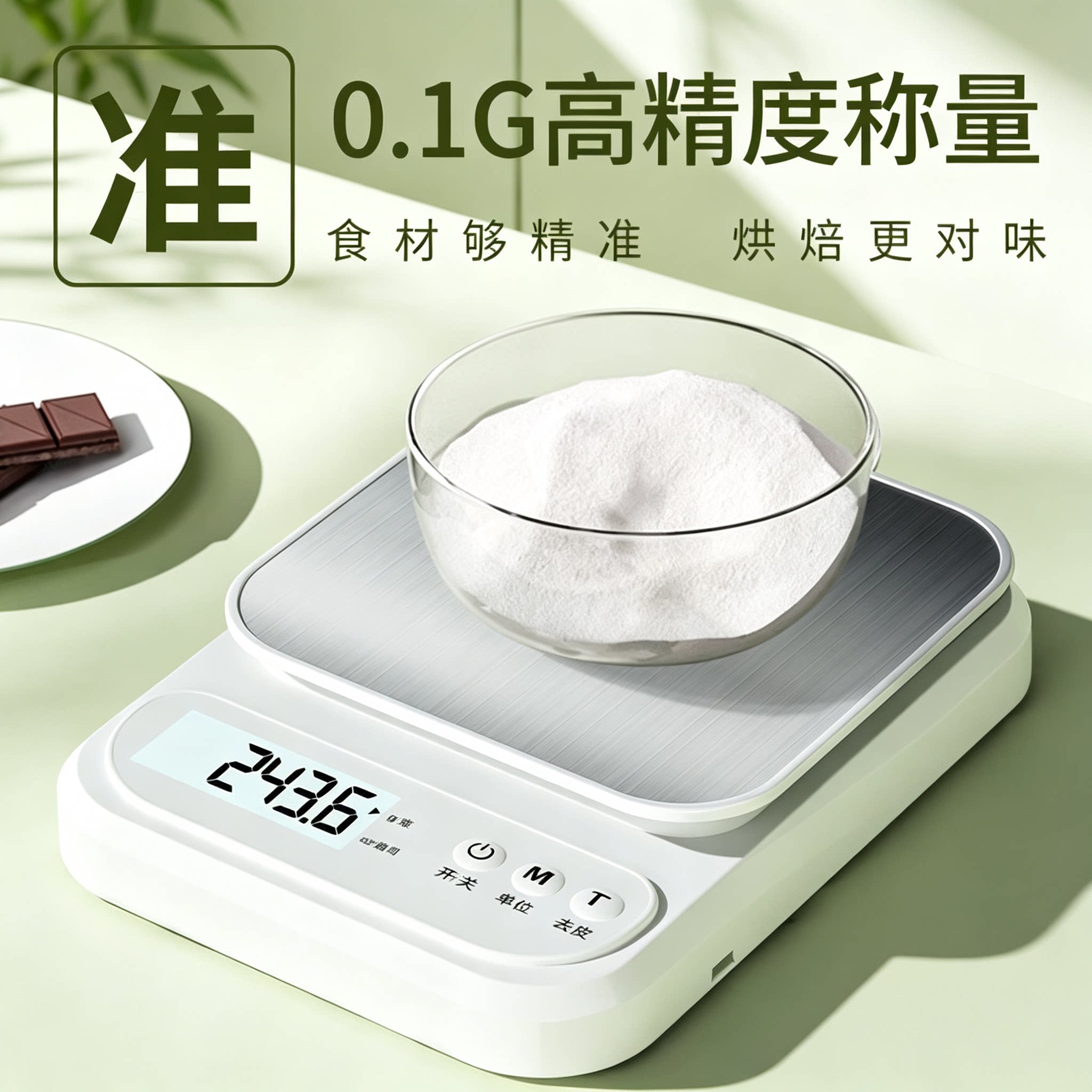 精准家用厨房电子秤烘焙食物秤小型高精度克称充电款称重电子称