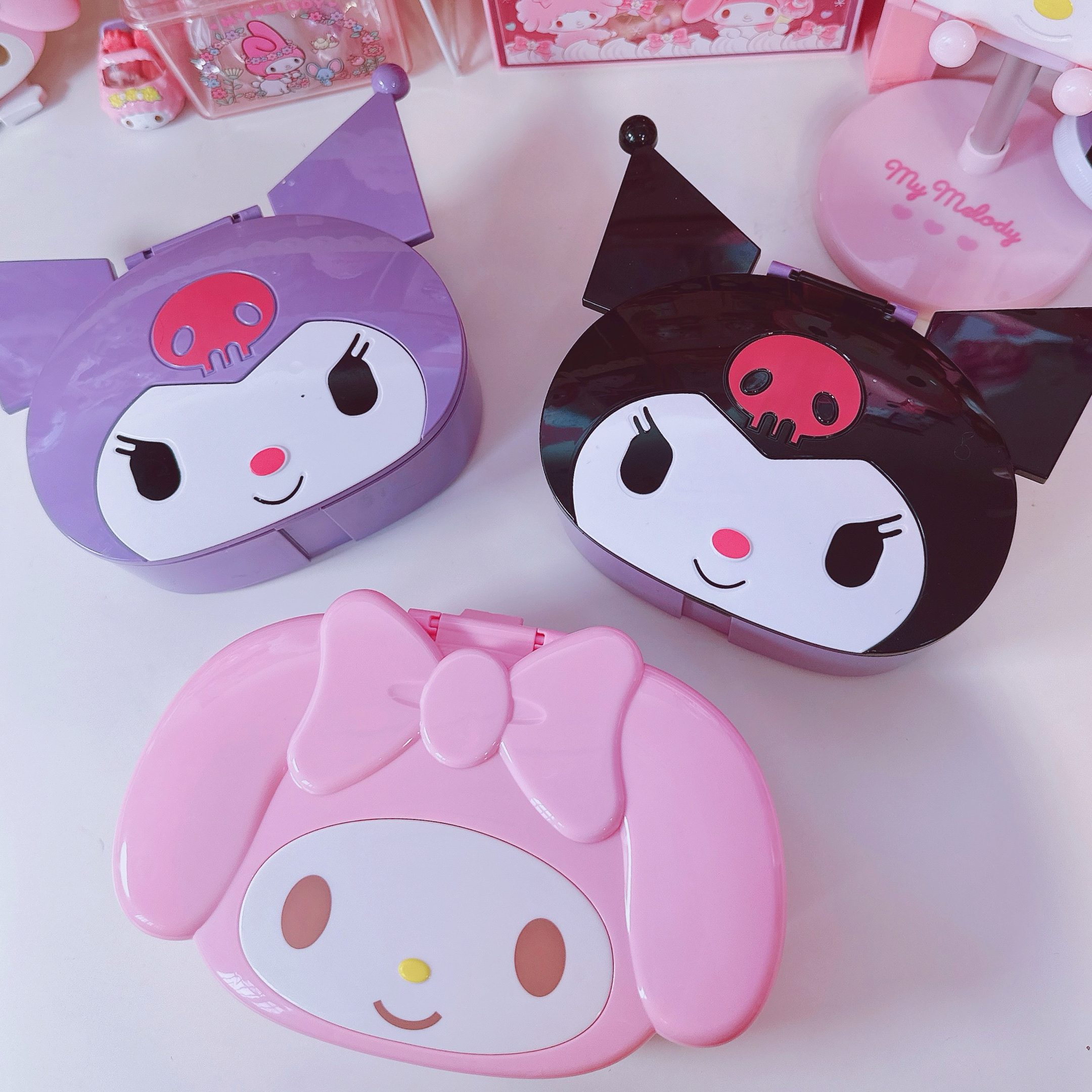 可爱库洛米美乐迪造型带镜子首饰收纳盒儿童发圈发夹项链戒指整理