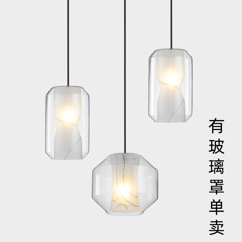 新款2023客厅新中式吊灯单头床头现代简约大气仿云石玻璃酒店灯具