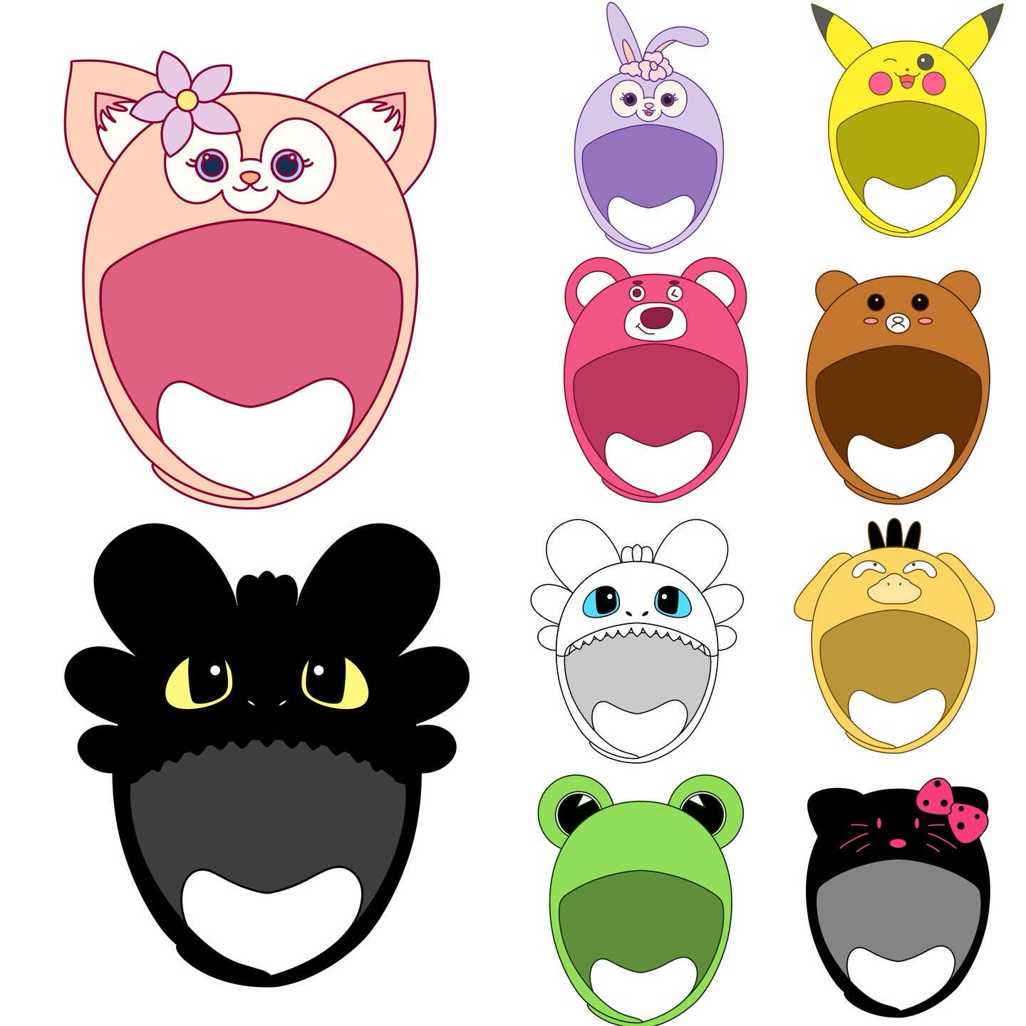 熊猫大人卡通潜水帽无牙仔草莓熊可达鸭贝尔潜水帽保暖防寒帽