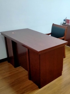 实木油漆1.4米办公桌政府学校职员1.2米单人财务电脑桌带抽屉带锁