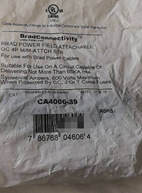 可维修BradM32重载插头CA4006-39 4芯 73元/个