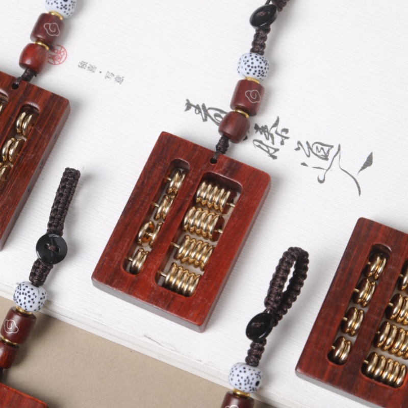 紫檀木雕刻小算盘雕刻算盘手把件手机挂件包包挂创意车载内饰装饰