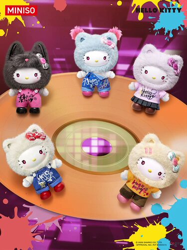 MINISO名创优品三丽鸥家族涂鸦系列搪胶毛绒盲盒Hello Kitty挂件