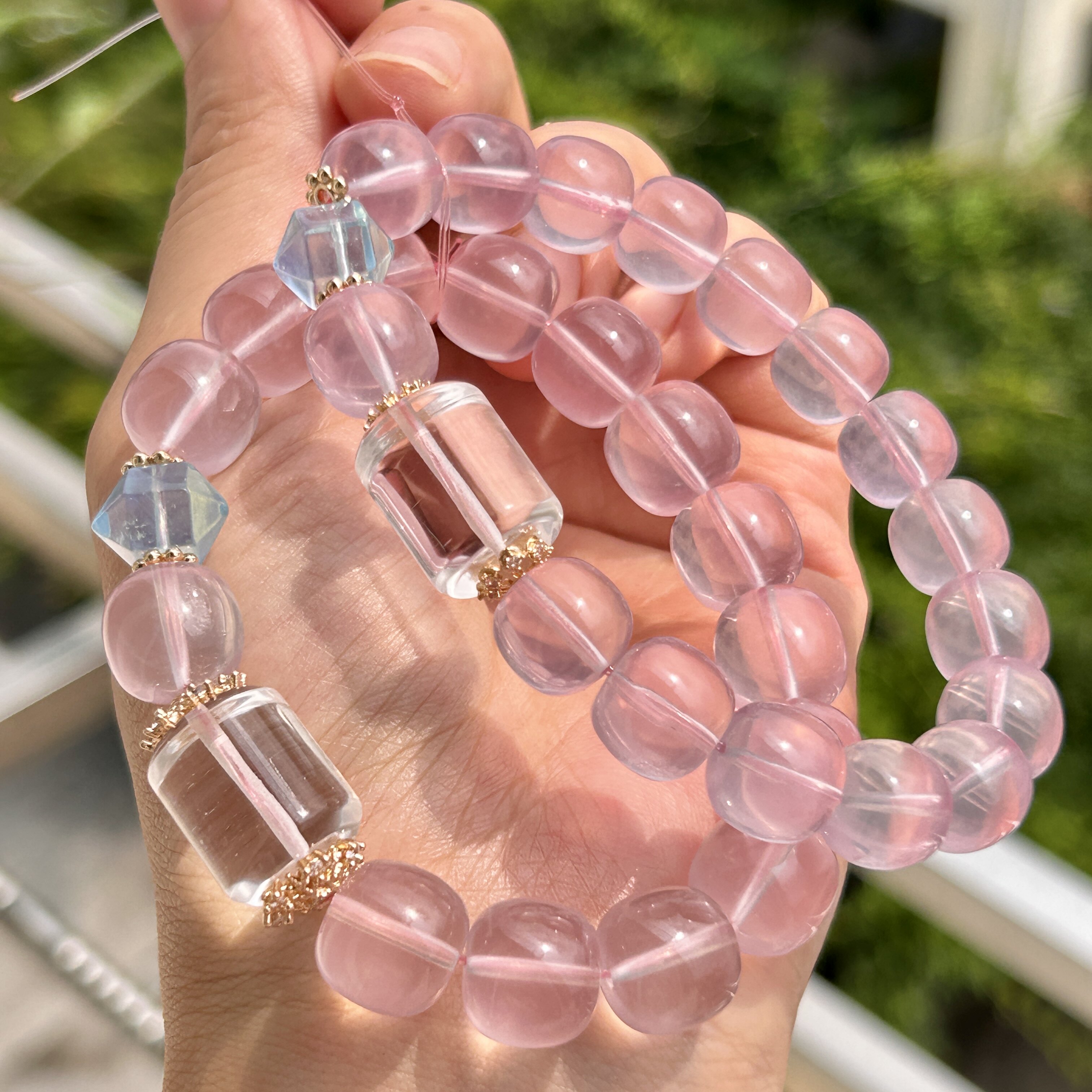 天然冰透体马粉随形手链原创设计紫马粉老型珠女生手串粉晶百搭
