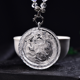 新款现货天然千禧面白水晶九尾狐吊坠精致可爱五仙狐黄白柳灰项链