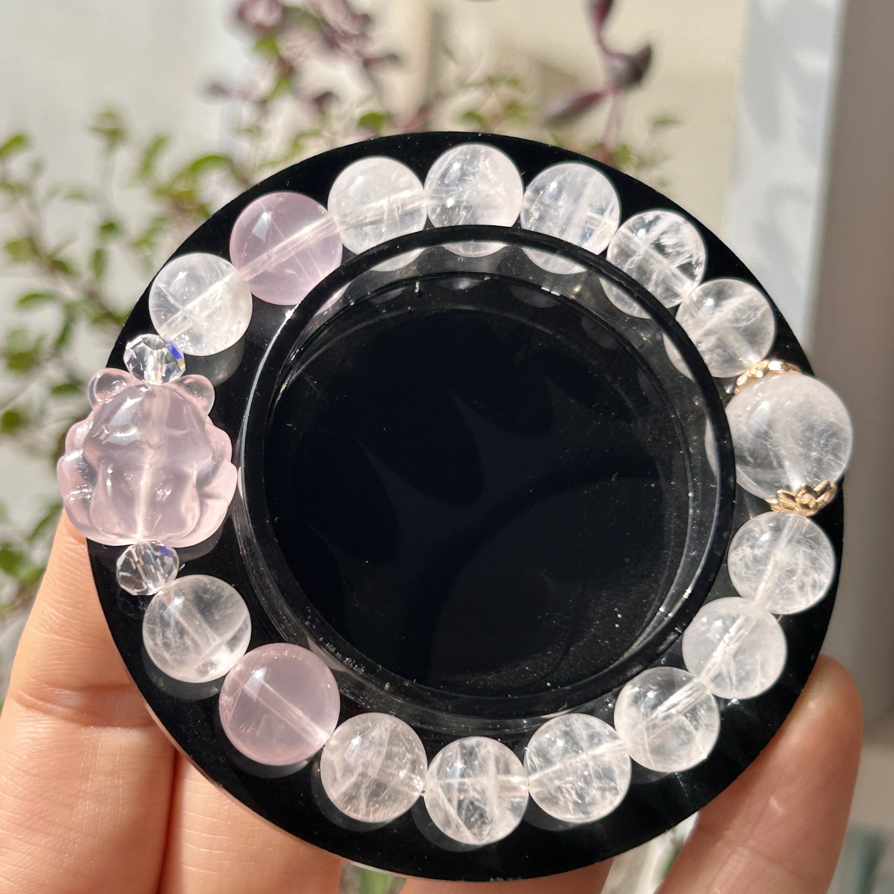 天然粉水晶九尾狐手链精致立体可手饰/手串