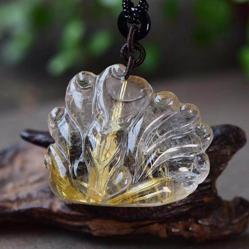 新款原创钛晶发晶九尾狐大吊坠项链毛衣链锁骨链水晶时尚饰品礼物