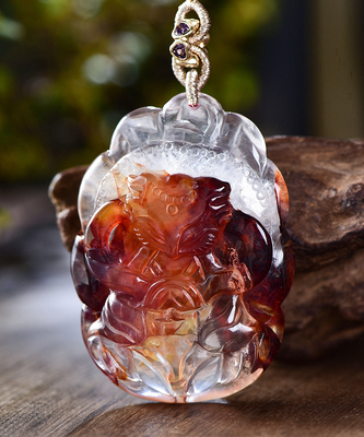 男女项链红胶花手工精雕