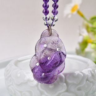 天然紫水晶蛇吊坠手工精雕立体紫晶生肖蛇原创设计男女项链