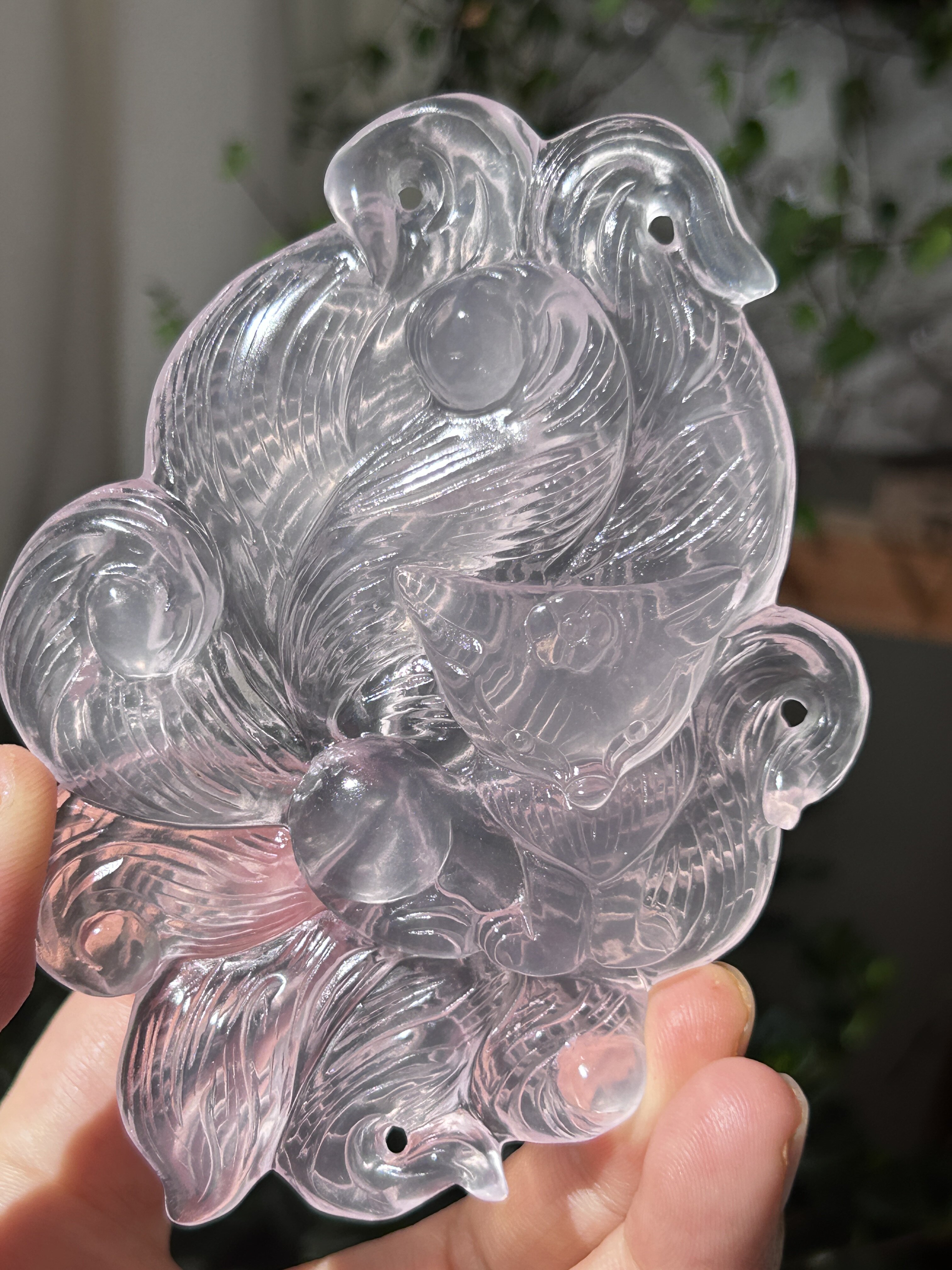 新款现货天然粉水晶九尾狐大摆件手工雕刻精致可爱粉晶狐狸女摆件