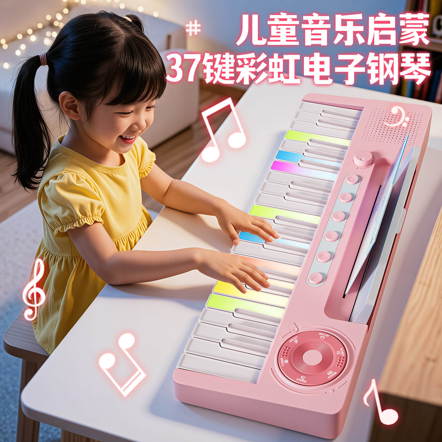 孩童音乐启蒙37键彩虹电子钢琴
