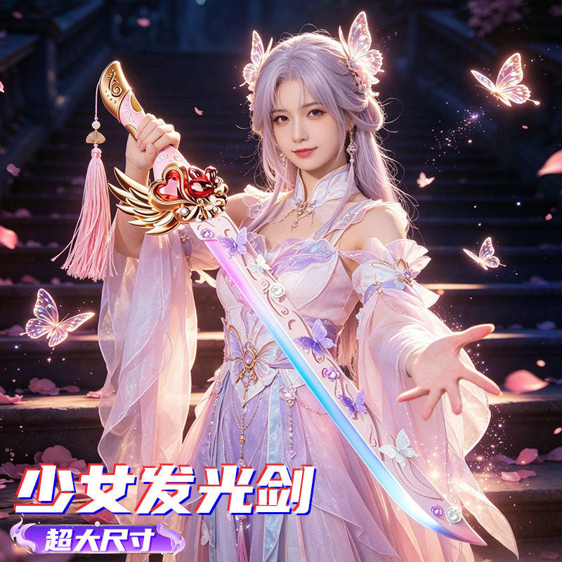 网红爆款2026星际战刃喷雾拔刀火花剑玩具儿童女孩礼物流宝刀发光图片