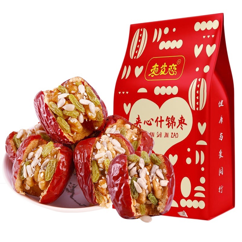 2025新枣核之恋什锦枣夹核桃新鲜食材500g葡萄干核桃瓜子麦芽糖