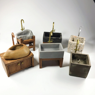 迷你厨房多款金属水龙头水池子可出水套装中性真煮食玩娃娃屋配件