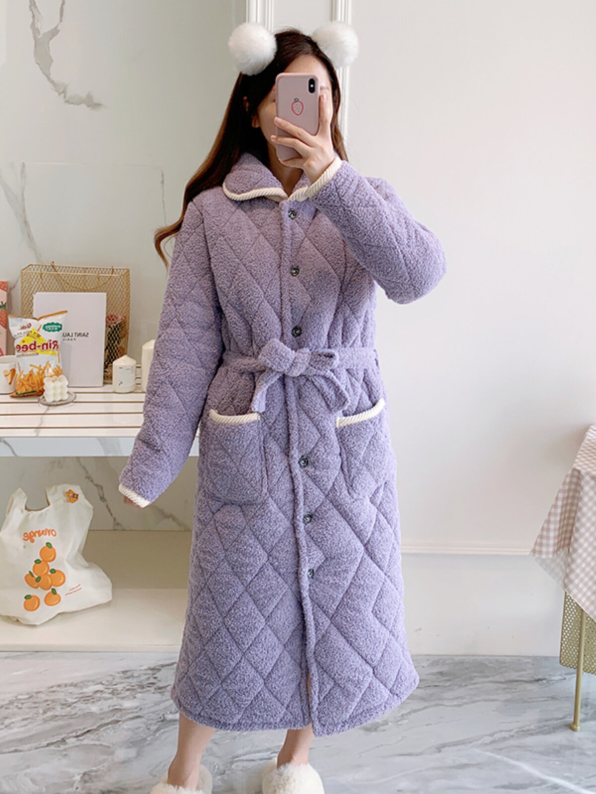 NIGHTGOWN WINTER STYLE WOMENS 2023 NEW AUTUMN VELVET THICKENED THREE-LAYER PADDED PAJAMAS CAN BE WORN OUTSIDE STUDENTS