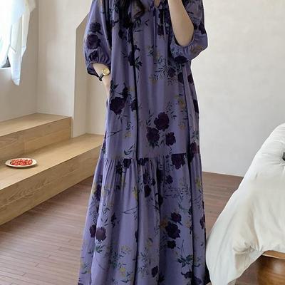 太好看气质长裙睡裙女夏季薄款棉绸长款可外穿连衣裙子睡衣显瘦