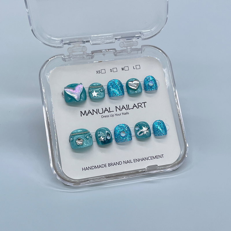 3-12岁纯手工kitty儿童指甲果冻胶美甲小女孩穿戴甲贴片女童短款