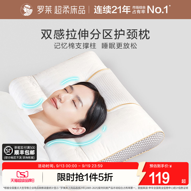 罗莱双感拉伸分区护颈枕图片